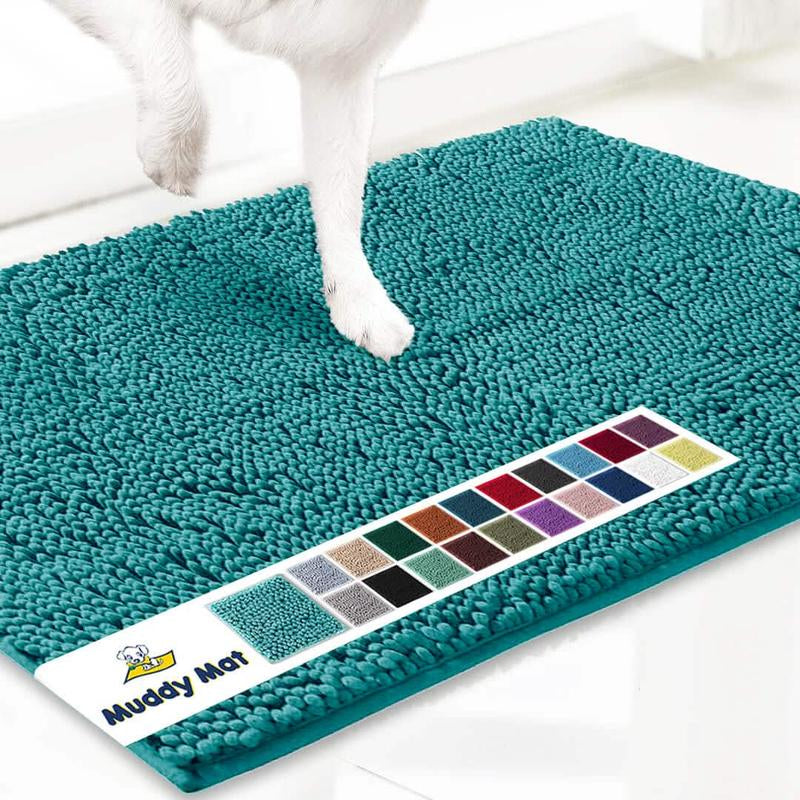 Muddy Mat® Featured on Television – Highly Absorbent Microfiber Dog Door Mat for Muddy Paws, Non-Slip Washable Pet Rug, Quick-Dry Chenille Entryway Carpet, Machine Washable Indoor/Outdoor Mat