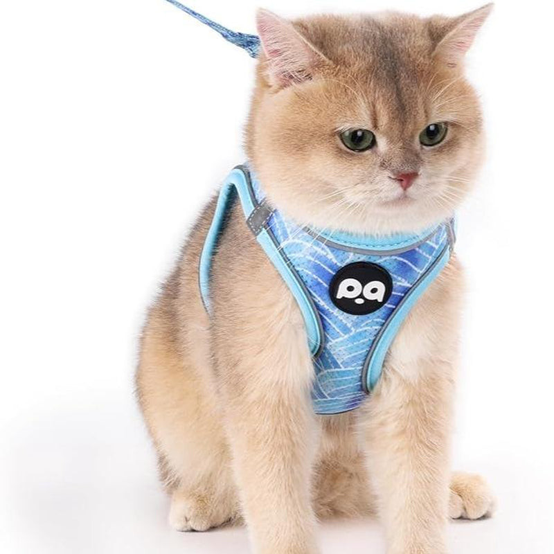 Cat Harness and Leash Set for Walking Escape Proof, Safe Adjustable Kitten Vest with Reflective Strips, Easy Control Soft Mesh Lightweight Jacket