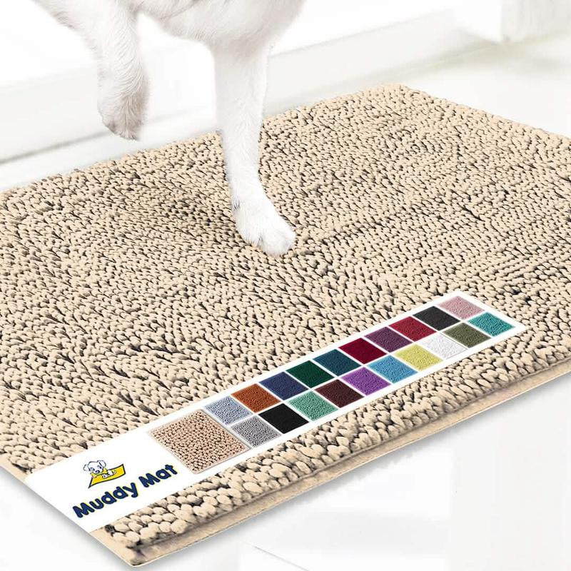 Muddy Mat® Featured on Television – Highly Absorbent Microfiber Dog Door Mat for Muddy Paws, Non-Slip Washable Pet Rug, Quick-Dry Chenille Entryway Carpet, Machine Washable Indoor/Outdoor Mat