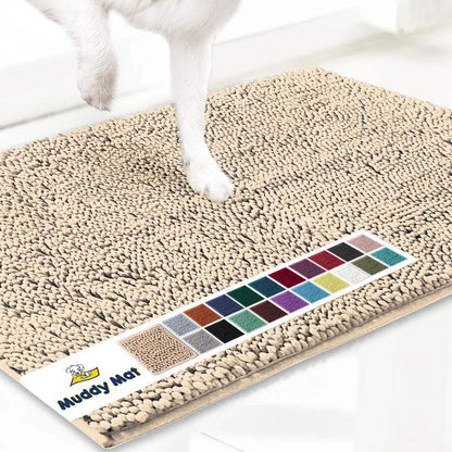 Muddy Mat® Featured on Television – Highly Absorbent Microfiber Dog Door Mat for Muddy Paws, Non-Slip Washable Pet Rug, Quick-Dry Chenille Entryway Carpet, Machine Washable Indoor/Outdoor Mat