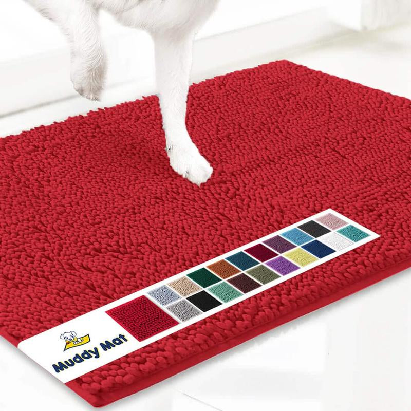 Muddy Mat® Featured on Television – Highly Absorbent Microfiber Dog Door Mat for Muddy Paws, Non-Slip Washable Pet Rug, Quick-Dry Chenille Entryway Carpet, Machine Washable Indoor/Outdoor Mat