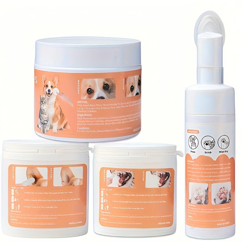 Pet Paw Cleaner, Cat and Dog Paw Care Cleaner. Eye Cleaning Wipes, Teeth Cleaning, Ear Cleaning Wipes, Pet Cleaning Kit, Dog Grooming Wipes, Hypoallergenic Dog Wipes, Paw Care Products and Face Cleaning Tool Portable Pet Paw Washer Dental and Ear Wipes