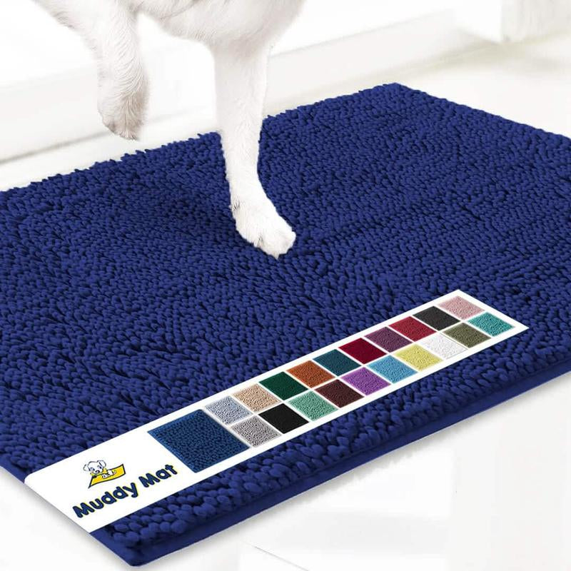 Muddy Mat® Featured on Television – Highly Absorbent Microfiber Dog Door Mat for Muddy Paws, Non-Slip Washable Pet Rug, Quick-Dry Chenille Entryway Carpet, Machine Washable Indoor/Outdoor Mat