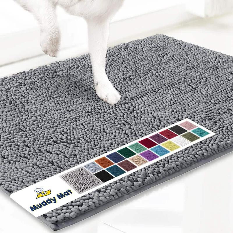Muddy Mat® Featured on Television – Highly Absorbent Microfiber Dog Door Mat for Muddy Paws, Non-Slip Washable Pet Rug, Quick-Dry Chenille Entryway Carpet, Machine Washable Indoor/Outdoor Mat
