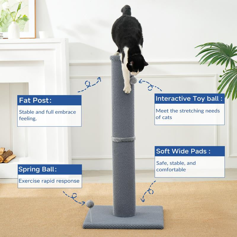 Tiktokshopblackfriday MADE 4 PETS Tall Cat Scratching Post for Indoor Cats Gray Large with Replaceable Toys & Sturdy Base 41-Inch High Space-Saving Design Imitation Sisal Solid Construction Vertical Scratcher