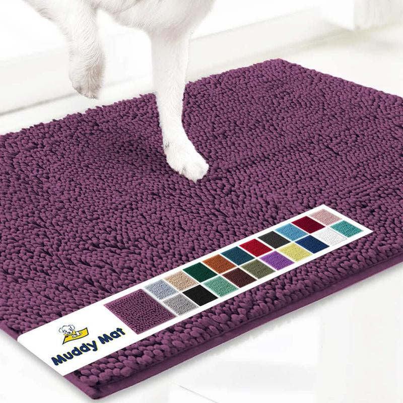 Muddy Mat® Featured on Television – Highly Absorbent Microfiber Dog Door Mat for Muddy Paws, Non-Slip Washable Pet Rug, Quick-Dry Chenille Entryway Carpet, Machine Washable Indoor/Outdoor Mat