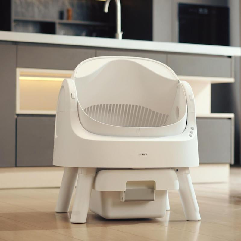 Autoscooper 11 by Petpivot Self Cleaning Cat Litter Box, Open-Top Automatic Litter Box for Multiple Cats with Safety Sensors, Includes Liner Bags and Litter Mat