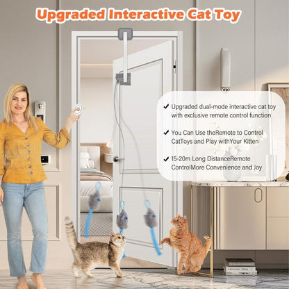 HAPPYCODE Electric Cat Teaser with Remote, Interactive Pet Toy, Rechargeable Door Clip Design, Dual Modes --- 360° Rotation and Irregular Jumping, Stimulates Mind & Body,Cat Toys, Cat Stuff Bird Cat Stuff Cat Toys