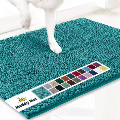 Muddy Mat® Featured on Television – Highly Absorbent Microfiber Dog Door Mat for Muddy Paws, Non-Slip Washable Pet Rug, Quick-Dry Chenille Entryway Carpet, Machine Washable Indoor/Outdoor Mat