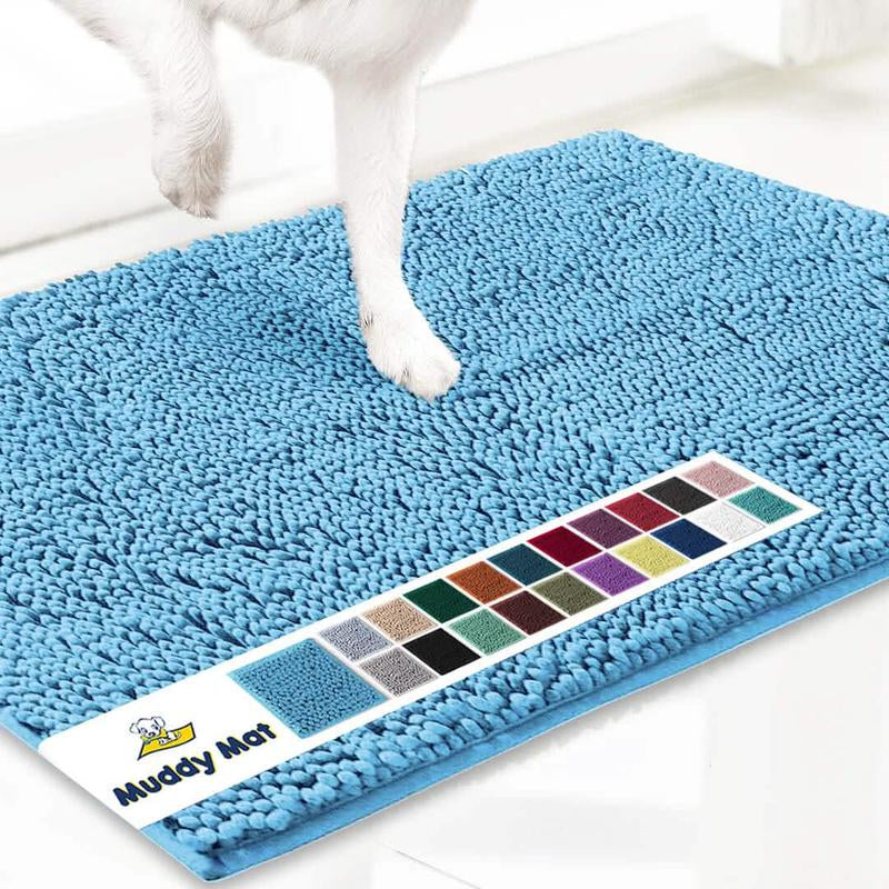 Muddy Mat® Featured on Television – Highly Absorbent Microfiber Dog Door Mat for Muddy Paws, Non-Slip Washable Pet Rug, Quick-Dry Chenille Entryway Carpet, Machine Washable Indoor/Outdoor Mat