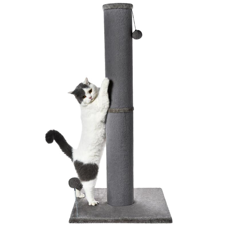 Tiktokshopblackfriday MADE 4 PETS Tall Cat Scratching Post for Indoor Cats Gray Large with Replaceable Toys & Sturdy Base 41-Inch High Space-Saving Design Imitation Sisal Solid Construction Vertical Scratcher
