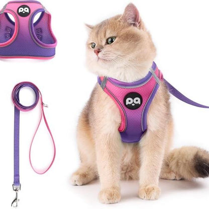 Cat Harness and Leash Set for Walking Escape Proof, Safe Adjustable Kitten Vest with Reflective Strips, Easy Control Soft Mesh Lightweight Jacket