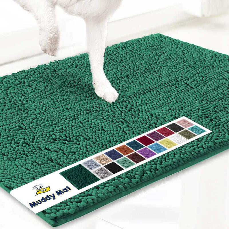 Muddy Mat® Featured on Television – Highly Absorbent Microfiber Dog Door Mat for Muddy Paws, Non-Slip Washable Pet Rug, Quick-Dry Chenille Entryway Carpet, Machine Washable Indoor/Outdoor Mat