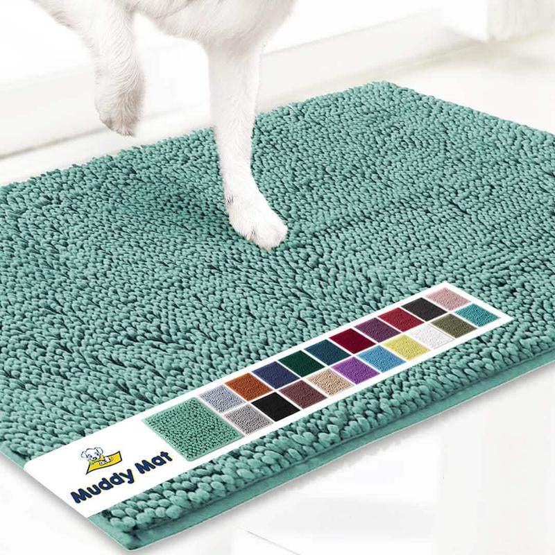 Muddy Mat® Featured on Television – Highly Absorbent Microfiber Dog Door Mat for Muddy Paws, Non-Slip Washable Pet Rug, Quick-Dry Chenille Entryway Carpet, Machine Washable Indoor/Outdoor Mat