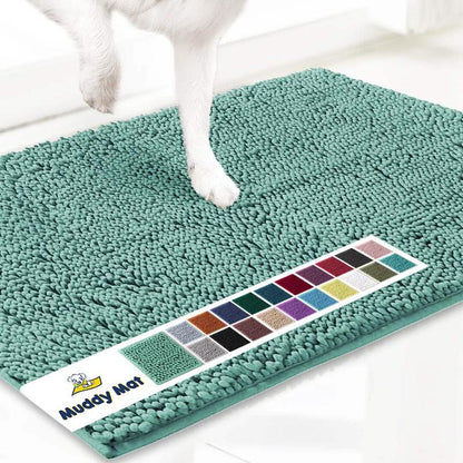 Muddy Mat® Featured on Television – Highly Absorbent Microfiber Dog Door Mat for Muddy Paws, Non-Slip Washable Pet Rug, Quick-Dry Chenille Entryway Carpet, Machine Washable Indoor/Outdoor Mat