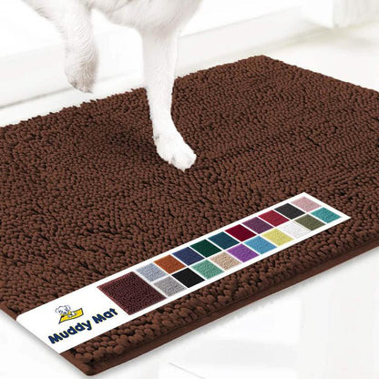 Muddy Mat® Featured on Television – Highly Absorbent Microfiber Dog Door Mat for Muddy Paws, Non-Slip Washable Pet Rug, Quick-Dry Chenille Entryway Carpet, Machine Washable Indoor/Outdoor Mat