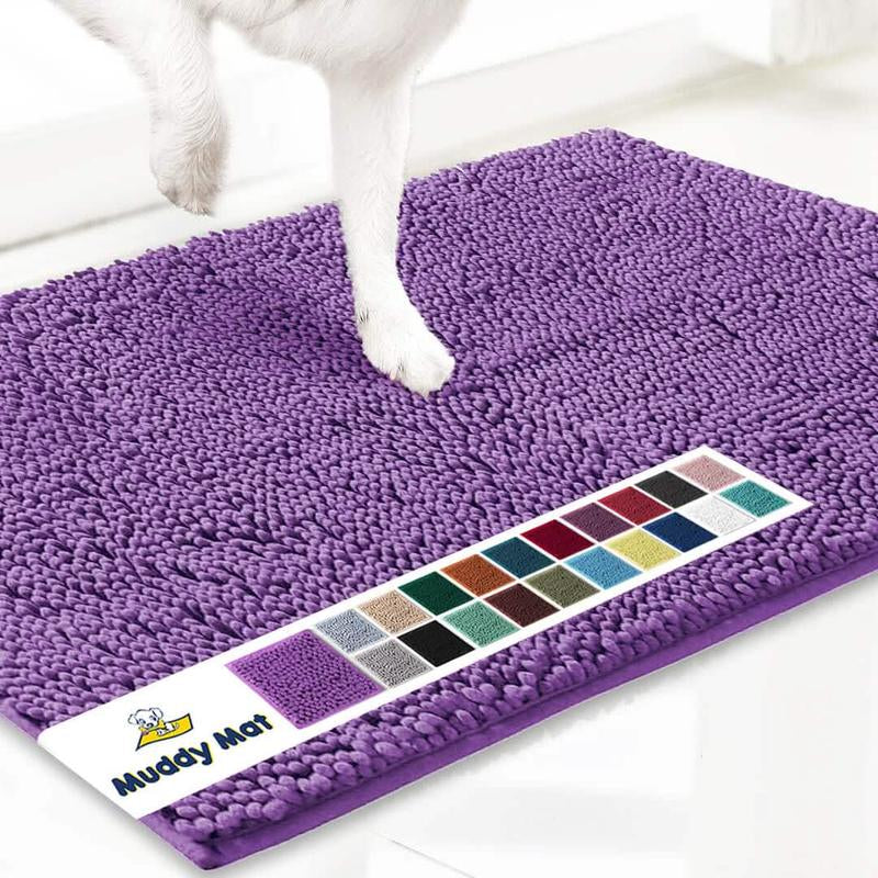 Muddy Mat® Featured on Television – Highly Absorbent Microfiber Dog Door Mat for Muddy Paws, Non-Slip Washable Pet Rug, Quick-Dry Chenille Entryway Carpet, Machine Washable Indoor/Outdoor Mat