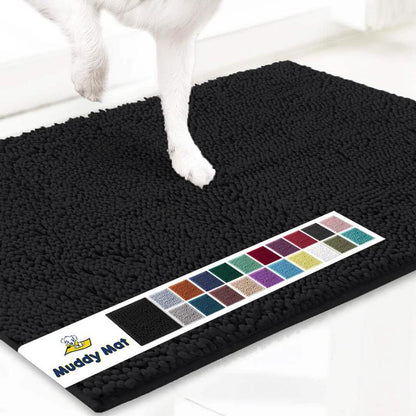 Muddy Mat® Featured on Television – Highly Absorbent Microfiber Dog Door Mat for Muddy Paws, Non-Slip Washable Pet Rug, Quick-Dry Chenille Entryway Carpet, Machine Washable Indoor/Outdoor Mat