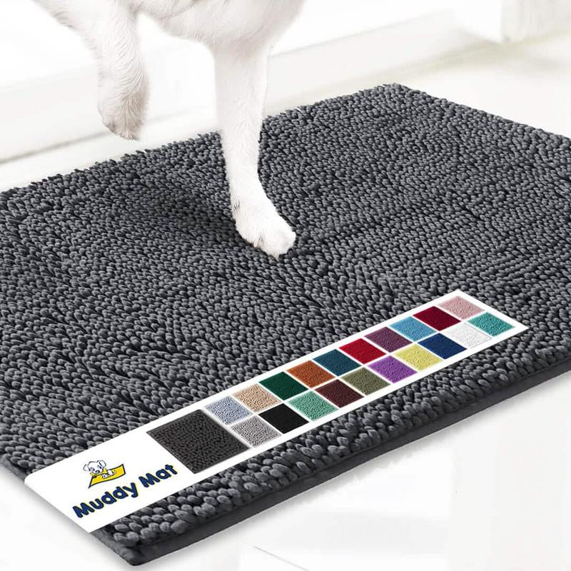 Muddy Mat® Featured on Television – Highly Absorbent Microfiber Dog Door Mat for Muddy Paws, Non-Slip Washable Pet Rug, Quick-Dry Chenille Entryway Carpet, Machine Washable Indoor/Outdoor Mat