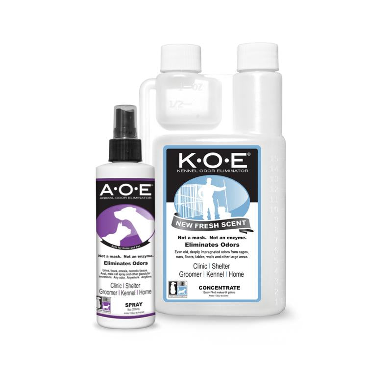 Basic Pet Care Kit with Spray [2 Piece] A.O.E. 8Oz Spray and Apricot K.O.E. 16Oz Concentrate