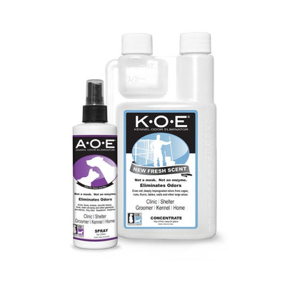 Basic Pet Care Kit with Spray [2 Piece] A.O.E. 8Oz Spray and Apricot K.O.E. 16Oz Concentrate