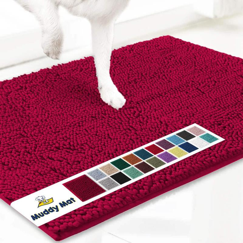 Muddy Mat® Featured on Television – Highly Absorbent Microfiber Dog Door Mat for Muddy Paws, Non-Slip Washable Pet Rug, Quick-Dry Chenille Entryway Carpet, Machine Washable Indoor/Outdoor Mat