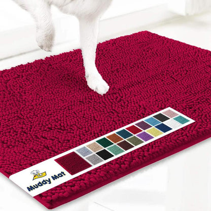 Muddy Mat® Featured on Television – Highly Absorbent Microfiber Dog Door Mat for Muddy Paws, Non-Slip Washable Pet Rug, Quick-Dry Chenille Entryway Carpet, Machine Washable Indoor/Outdoor Mat