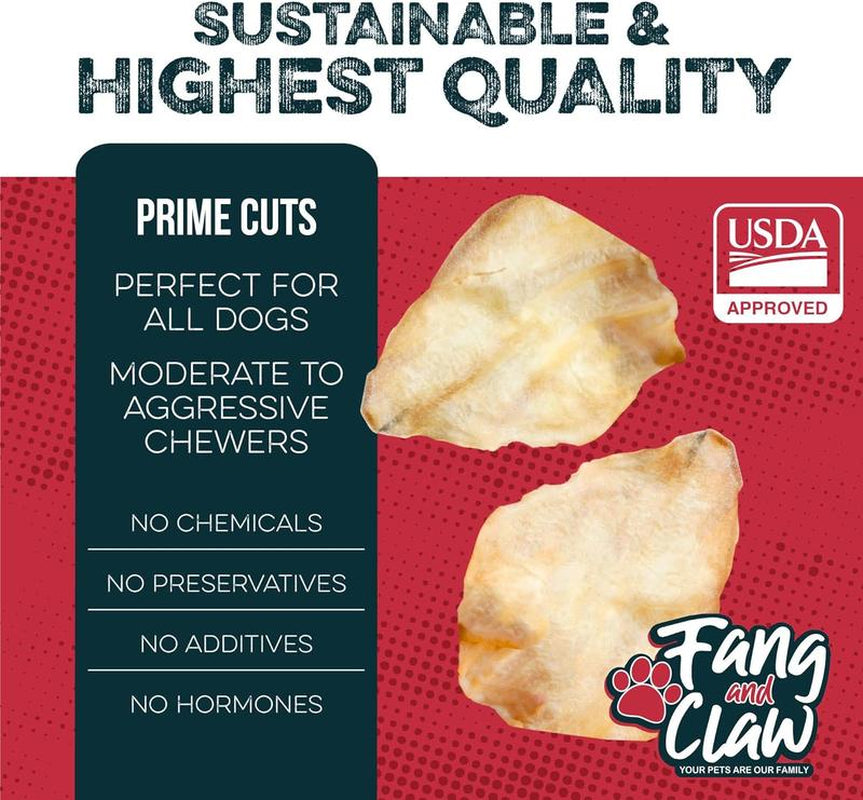 Fang & Claw Water Buffalo Ears for Dogs - 5-Inch Whole Ears, Long-Lasting Natural Dog Chews Healthy Pet High Protein Treats