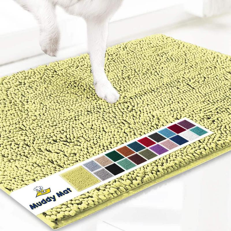 Muddy Mat® Featured on Television – Highly Absorbent Microfiber Dog Door Mat for Muddy Paws, Non-Slip Washable Pet Rug, Quick-Dry Chenille Entryway Carpet, Machine Washable Indoor/Outdoor Mat