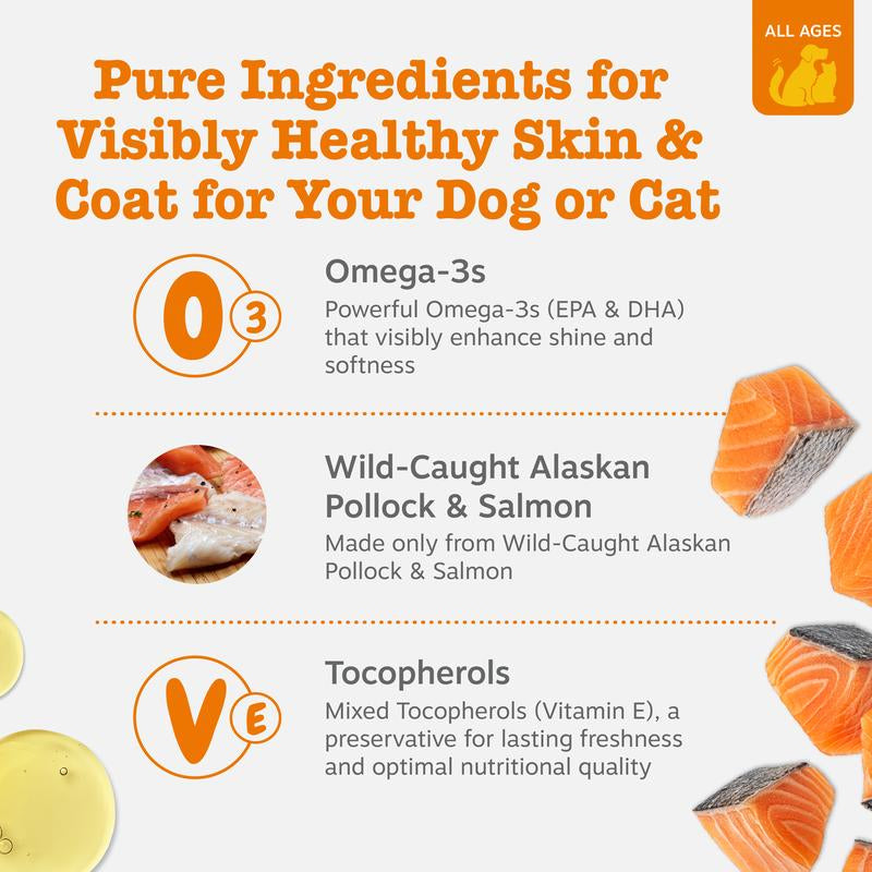 Zesty Paws Wild Alaskan Salmon Oil with EPA & DHA, Omega-3 Fish Oil for Dogs & Cats, Healthy Skin & Coat