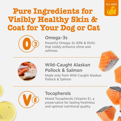 Zesty Paws Wild Alaskan Salmon Oil with EPA & DHA, Omega-3 Fish Oil for Dogs & Cats, Healthy Skin & Coat