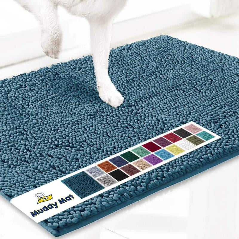 Muddy Mat® Featured on Television – Highly Absorbent Microfiber Dog Door Mat for Muddy Paws, Non-Slip Washable Pet Rug, Quick-Dry Chenille Entryway Carpet, Machine Washable Indoor/Outdoor Mat