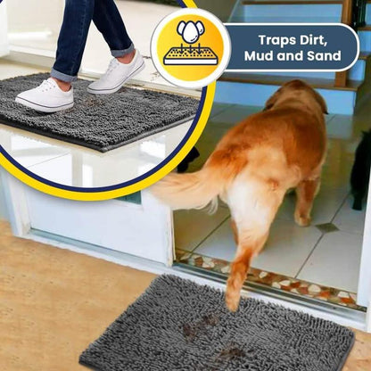 Muddy Mat® Featured on Television – Highly Absorbent Microfiber Dog Door Mat for Muddy Paws, Non-Slip Washable Pet Rug, Quick-Dry Chenille Entryway Carpet, Machine Washable Indoor/Outdoor Mat