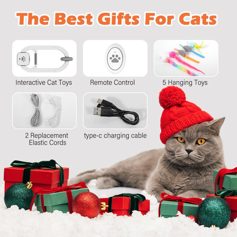 HAPPYCODE Electric Cat Teaser with Remote, Interactive Pet Toy, Rechargeable Door Clip Design, Dual Modes --- 360° Rotation and Irregular Jumping, Stimulates Mind & Body,Cat Toys, Cat Stuff Bird Cat Stuff Cat Toys