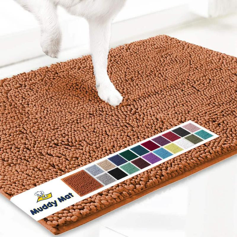 Muddy Mat® Featured on Television – Highly Absorbent Microfiber Dog Door Mat for Muddy Paws, Non-Slip Washable Pet Rug, Quick-Dry Chenille Entryway Carpet, Machine Washable Indoor/Outdoor Mat