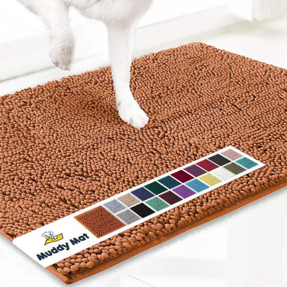 Muddy Mat® Featured on Television – Highly Absorbent Microfiber Dog Door Mat for Muddy Paws, Non-Slip Washable Pet Rug, Quick-Dry Chenille Entryway Carpet, Machine Washable Indoor/Outdoor Mat
