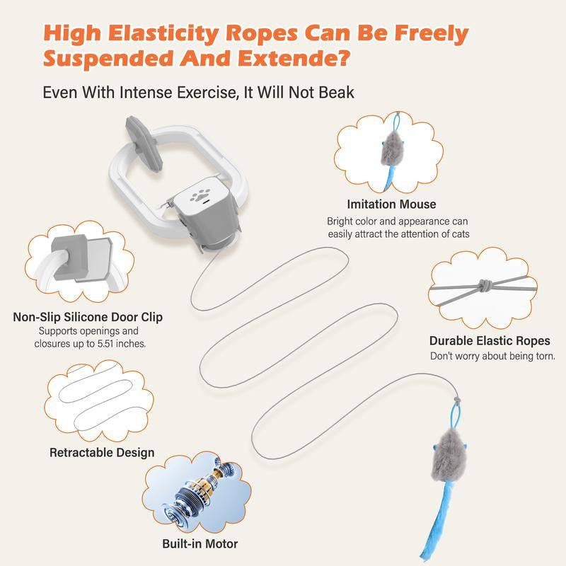 HAPPYCODE Electric Cat Teaser with Remote, Interactive Pet Toy, Rechargeable Door Clip Design, Dual Modes --- 360° Rotation and Irregular Jumping, Stimulates Mind & Body,Cat Toys, Cat Stuff Bird Cat Stuff Cat Toys