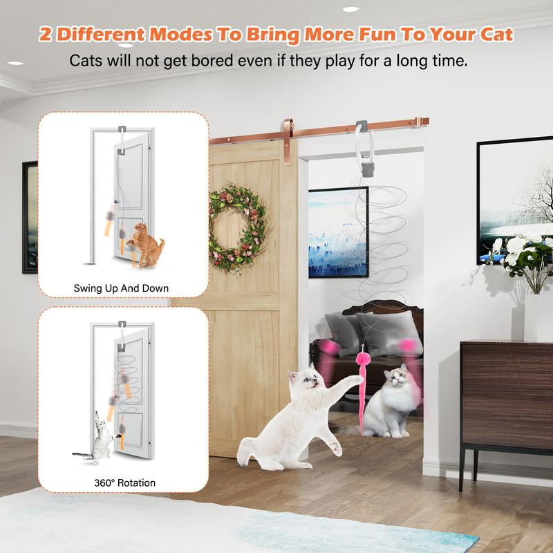 HAPPYCODE Electric Cat Teaser with Remote, Interactive Pet Toy, Rechargeable Door Clip Design, Dual Modes --- 360° Rotation and Irregular Jumping, Stimulates Mind & Body,Cat Toys, Cat Stuff Bird Cat Stuff Cat Toys