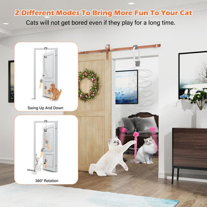 HAPPYCODE Electric Cat Teaser with Remote, Interactive Pet Toy, Rechargeable Door Clip Design, Dual Modes --- 360° Rotation and Irregular Jumping, Stimulates Mind & Body,Cat Toys, Cat Stuff Bird Cat Stuff Cat Toys