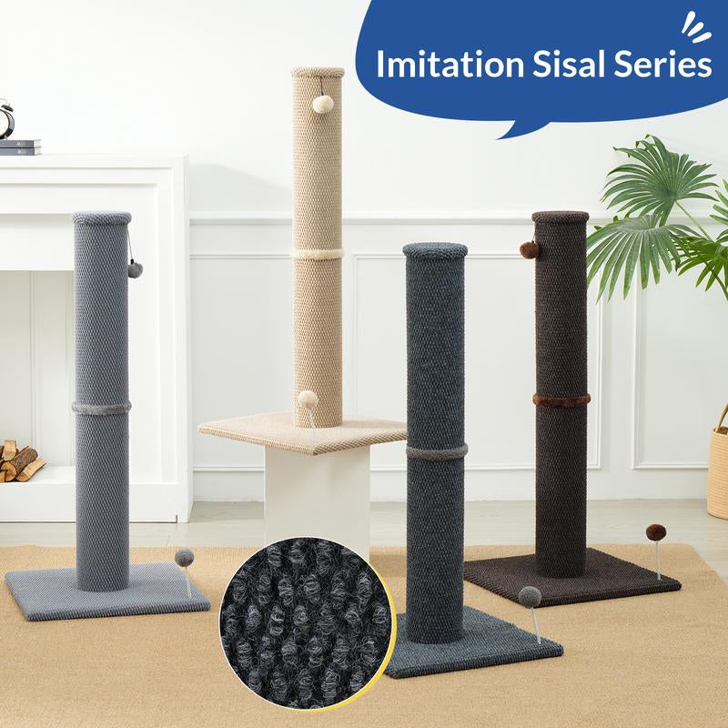 Tiktokshopblackfriday MADE 4 PETS Tall Cat Scratching Post for Indoor Cats Gray Large with Replaceable Toys & Sturdy Base 41-Inch High Space-Saving Design Imitation Sisal Solid Construction Vertical Scratcher
